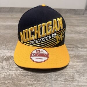 Michigan Wolverines New Era 9Fifty Snapback Hat Cap Retro Spell Out‎ Embroidered